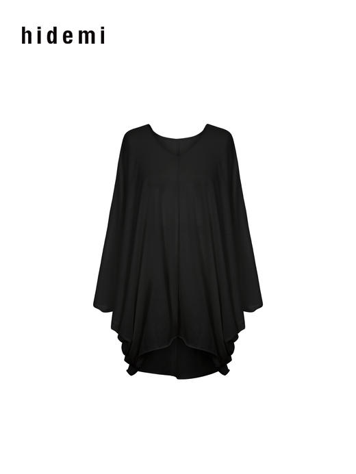 hidemi副线小h V领松弛廓形卷边长袖T恤连衣裙 商品图11