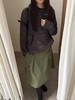 F022713黑灰细条纹宽松连帽兔绒针织衫卫衣 商品缩略图1