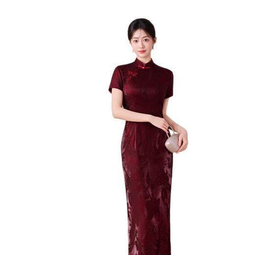 老上海长款改良版旗袍2026春夏新款中国风复古喜妈妈婚宴大码高端旗袍202639 商品图4