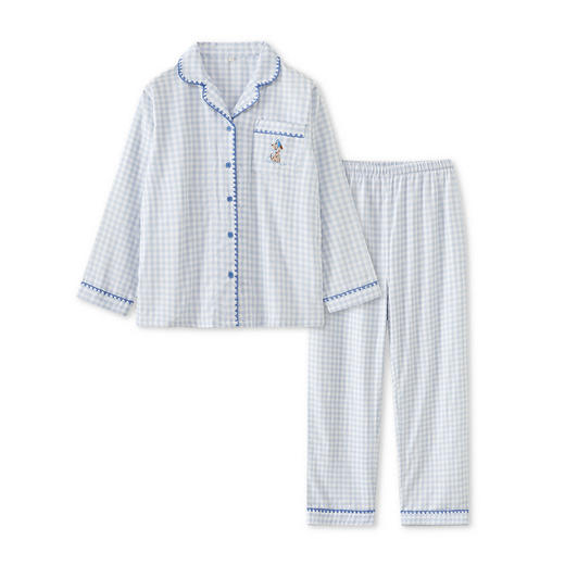 全棉双层纱~26新款趣味格纹卡通睡衣女士 精致勾边可爱小狗刺绣家居服套装春夏 商品图4