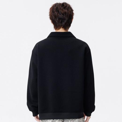 【DSL】大依优型大码男装翻领卫衣简约休闲百搭纯色长袖打底衫加肥上衣 商品图4