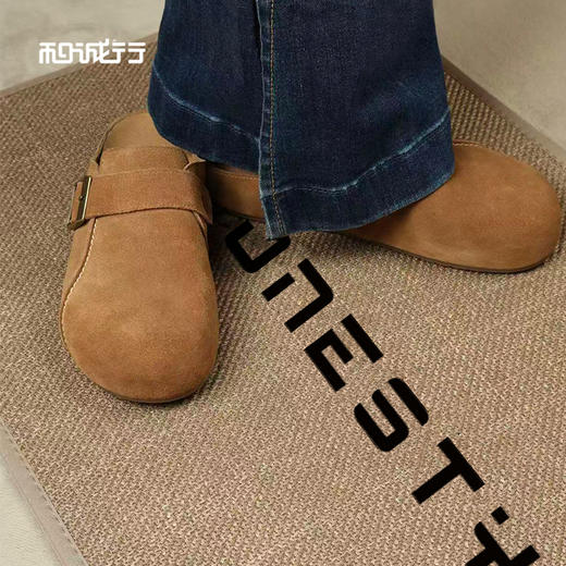 和诚行2026春季新款复古百搭休闲一脚蹬真皮包头懒人勃肯半拖女鞋1930122 商品图4