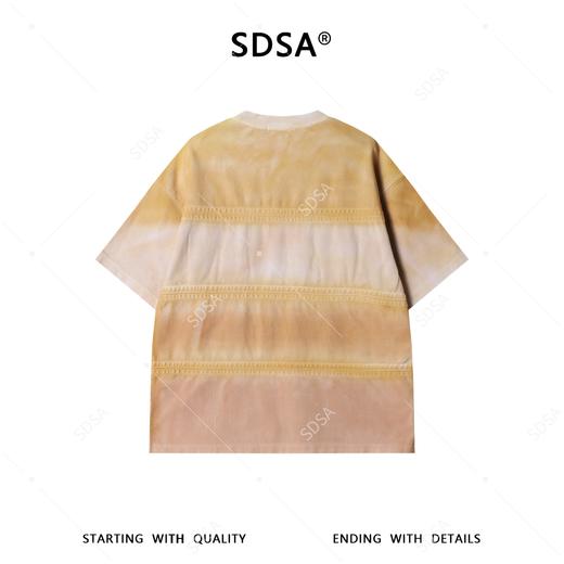 26T60SDSA男装2026新款美式复古渐变t恤重磅棉宽松肌理拼接设计感短袖 商品图4