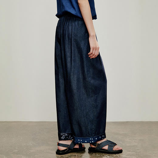 【林栖设计小店】丹宁主义|牛仔蓝压褶复古百搭气质2026夏新款宽松牛仔裤1962206 商品图6