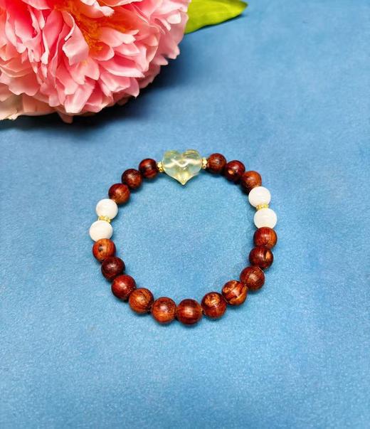 【降真香单圈手串】配粉水晶黄水晶玛瑙屁桃螺钿 直径0.8cm | 大梦香堂 商品图4