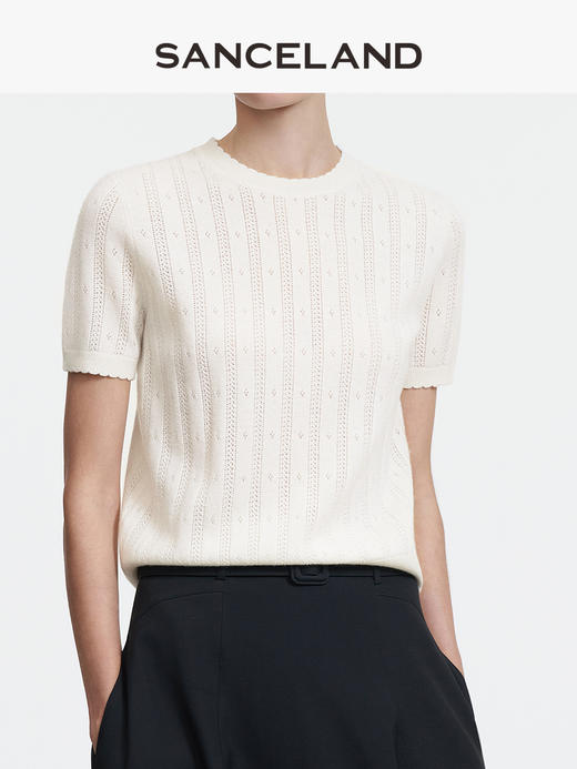 三石一澜SANCELAND羊毛羊绒圆领毛衫SK11401054 商品图3