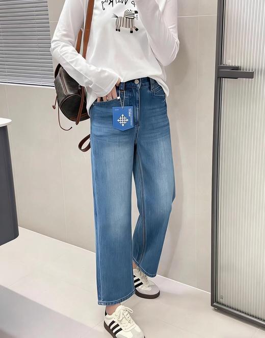 F022723四面弹雪醋酸浅色牛仔裤显瘦显腿直法棍裤女小个子九分直筒裤 商品图9