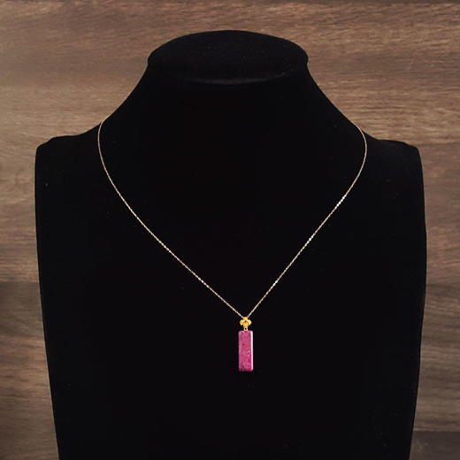 【天然正品】AU750黄金镶天然樱花紫舒俱来吊坠项链230126NJM28 商品图7