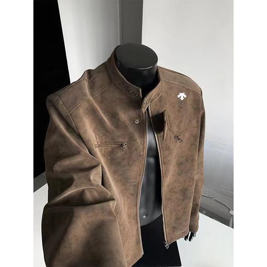 F022744日常通勤PU皮立领扎染夹克宽松情侣外套 商品图4