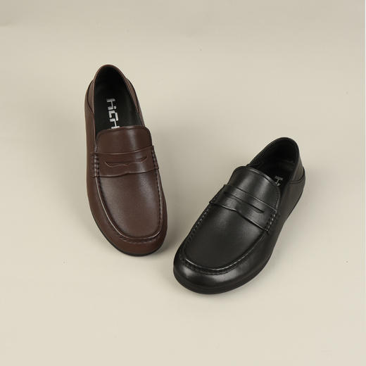 和诚行2026春季新款舒适百搭真皮透气低帮软底一脚蹬男式商务鞋0551275 商品图3