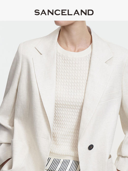 三石一澜SANCELAND丝麻平驳领套西（西服SK15102084；裤子SK12103085） 商品图3