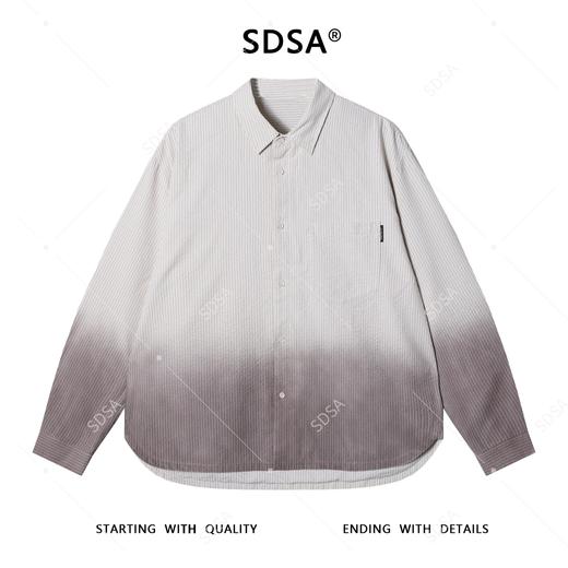 SDSA男士秋冬新款痞帅男装简约简约竖纹翻领长袖衬衫高街百搭衬衣 商品图0