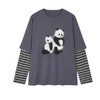 F022721新款伤心小熊条纹圆领休闲假两件套T恤 商品缩略图3
