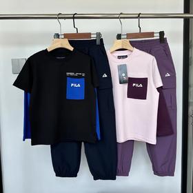 F022737新款拼色打底衫+工装裤柔软舒适组合儿童套装