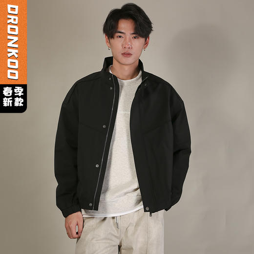 DRONKOO 2026 立领防风扣下摆两侧拉链搭扣中厚夹克 商品图0
