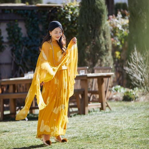 【林栖设计小店】浮云逸然|桑蚕丝鱼子缬印花优雅百搭多色2026夏新款宽松半身裙1962020 商品图3