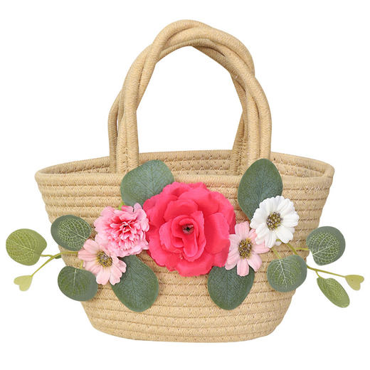 【亲手制作浪漫惊喜❗感受创意手工乐趣】三八节草编仿真花包包diy材料包手工手提包暖场亲子活动节日礼物。rg 商品图4