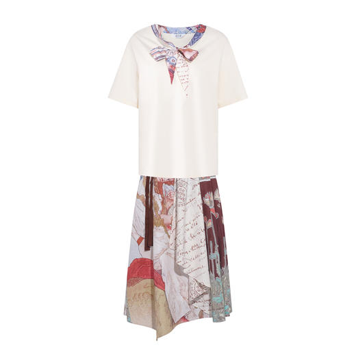 两三事 少女塔罗 2026春季新款印花领带上衣不规则半身裙两件套女 商品图4