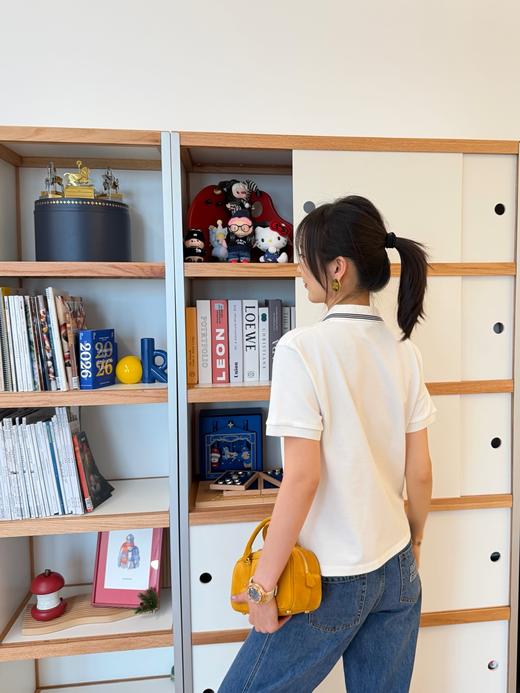 缪缪 新款来袭 斜拉链长袖POLO衫 蓝色/白色(MM) 商品图7