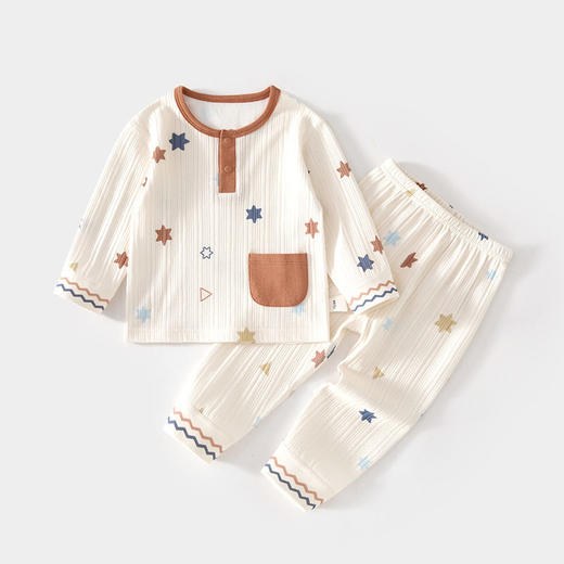 婴儿套装儿童春秋打底秋衣秋裤男女宝宝纯棉家居服印花提花两件套 商品图1