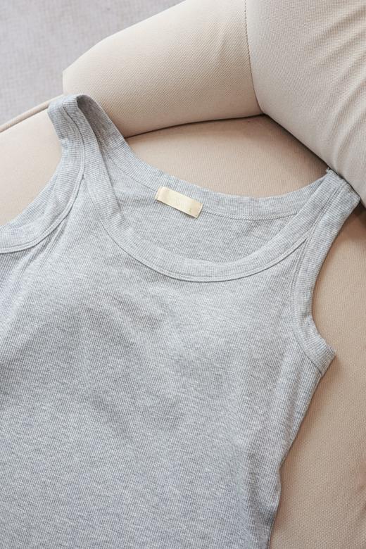 美式U领螺纹带bar背心 商品图1