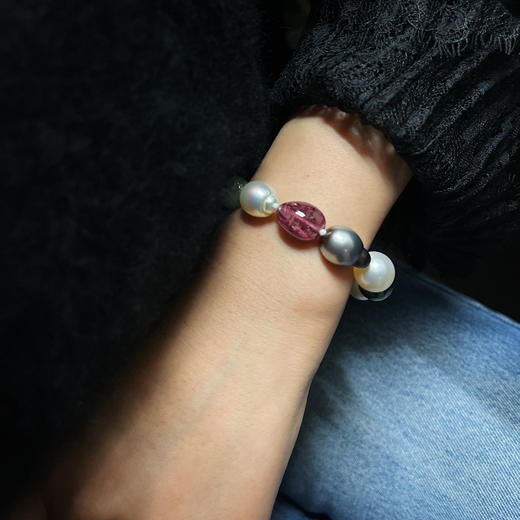 CHIC系列 巴洛克形大溪地珍珠、南洋珍珠和碧玺 手链 商品图0
