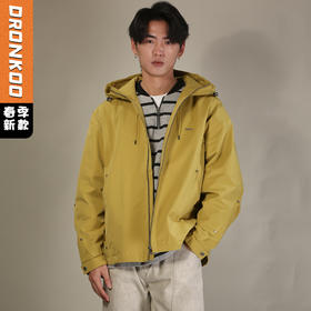 DRONKOO 2026 连帽左金属标袖子下摆同色织带钉扣微阔中厚夹克