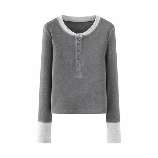 F022726春季新款圆领长袖简约T恤套头上衣打底 商品图0