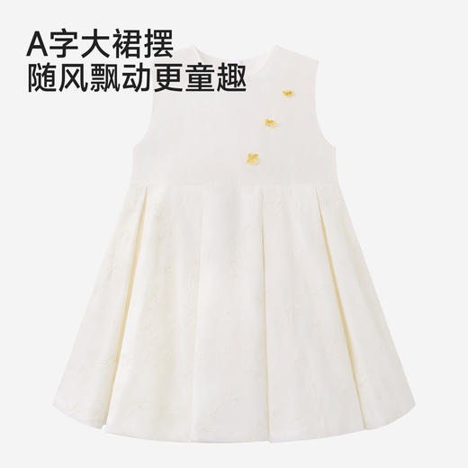 【高定系列】英氏儿童连衣裙女童夏季薄款背心裙米白刺绣公主裙 商品图3