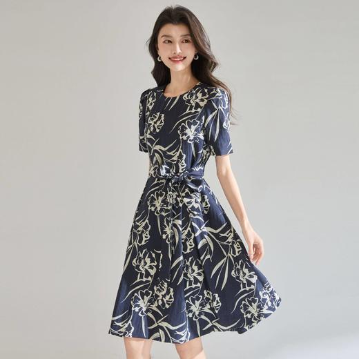 「高货sh」全新升级【铂金会员284/天猫379/差价95】(22653)洛诗琳气质亚麻混纺连衣裙2026春夏新款大摆收腰伞裙女 商品图0