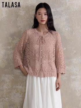 TALASA女装花机桃孔毛衣外套22611M633