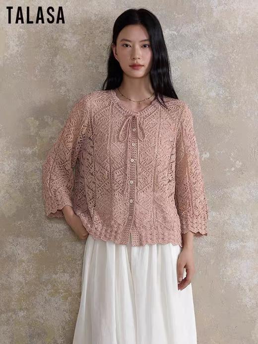 TALASA女装花机桃孔毛衣外套22611M633 商品图0