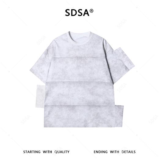 SDSA男装2026新款潮牌灰白渐变短袖t恤拼接层次宽松半袖上衣 商品图1