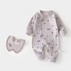 婴儿连体衣偏开宝宝新生儿无骨春秋纯棉哈衣送围嘴婴幼儿童装爬服 商品缩略图0