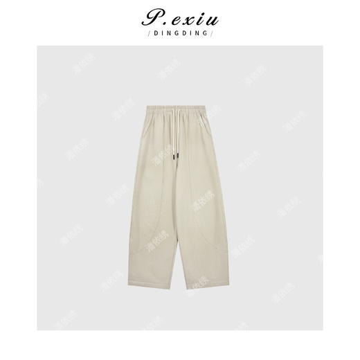 A008潘依绣丁丁宠粉PanYiXiu/潘依绣【轻盈漫步】松紧腰抽绳立裁长裤休闲裤W-62573 商品图1