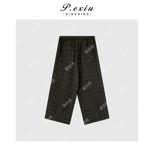 A008潘依绣丁丁宠粉文艺风绿格休闲松紧带棉裤 Q6731 商品图1