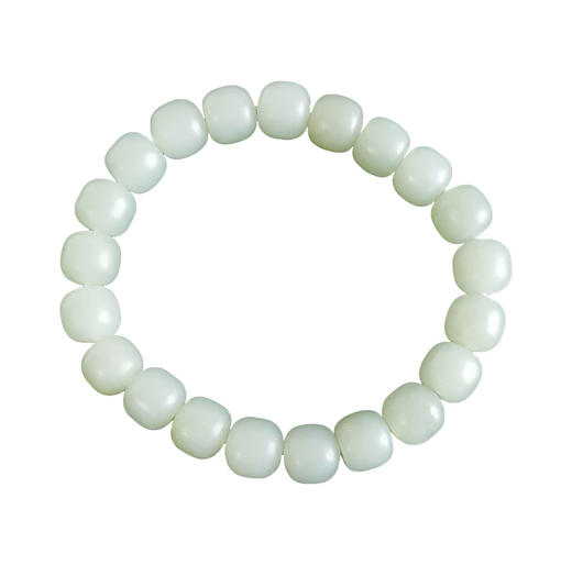 【天然正品】天然细腻无杂裂约9*10MM青玉和田玉桶珠手串250226NJS13 商品图0