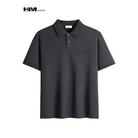 HIM漢崇  简约滴胶字母舒适休闲修身反领短袖POLO衫男 2026夏季