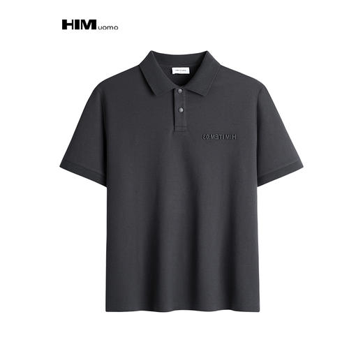 HIM漢崇  简约滴胶字母舒适休闲修身反领短袖POLO衫男 2026夏季 商品图0