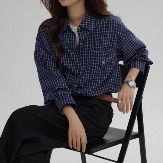 （3310条纹木耳边-蓝色，预售5天发货）春季松弛感新款衬衫，AVANN 棉&缎面&雪纺，多款式可选 商品图13