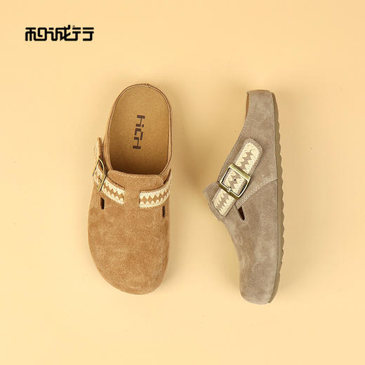 和诚行2026春季新款复古包头可外穿休闲勃肯拖鞋2150004 商品图4
