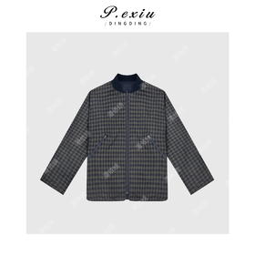 A008潘依绣丁丁宠粉美式复古细格子重磅双面穿外套 W-62631