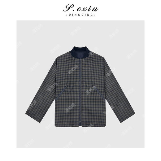 A008潘依绣丁丁宠粉美式复古细格子重磅双面穿外套 W-62631 商品图0