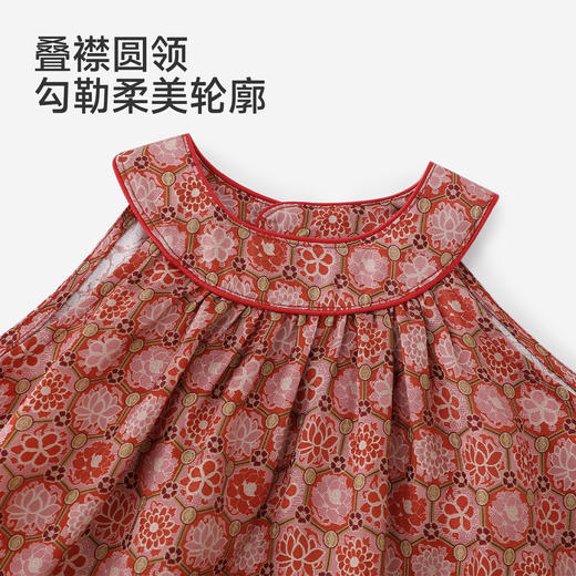 【高定系列】英氏儿童裙子女童夏季薄款背心裙红色桑蚕丝公主裙 商品图2