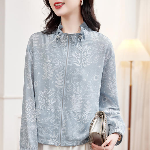 KQ-薄款防晒外套女春季新款时尚国风休闲桑蚕丝长袖上衣 商品图0