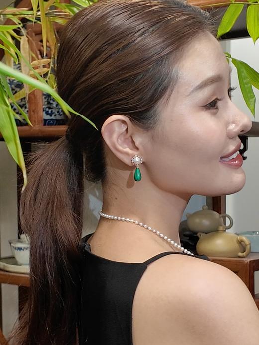 【挚友限定】太阳花-18K金孔雀石Akoya珍珠耳夹 商品图1