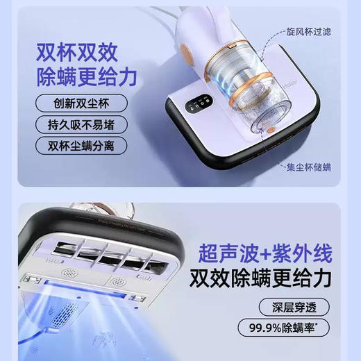 海尔除螨仪 双杯大吸力超声波紫外线双效除螨 床上窗帘垫子除螨神器 HZ-CGD2P 商品图2