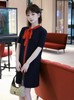 F022758春夏新款撞色蝴蝶结系带polo连衣裙 商品缩略图7