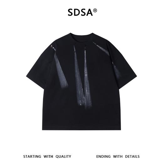 SG8710SDSA男装2026新款夏季轻奢手工刷漆做旧印花时尚百搭短袖T恤 商品图1