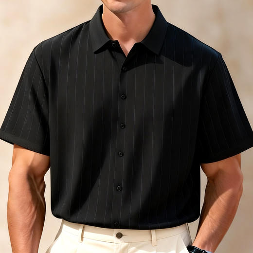 【新疆棉】【DG】大依优型大码男装夏季纯色短袖衬衫商务休闲T恤上衣300斤 商品图4